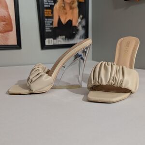 Chase + Chloe Beige Heeled Mules
